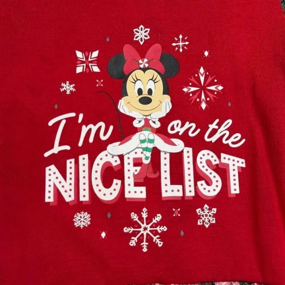 Disney Girls Nightshirt Santa Minnie I'm on the Nice List 2T Preowned Christmas - Picture 2 of 5